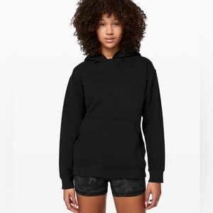 Lululemon All Yours Hoodie Fleece Pullover Sweatshirt Logo Black Womens Small
